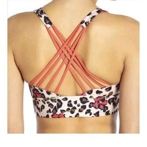 Wildfox Sweat Pink Wild Leopard Print Sports Bra Small Strappy Back Barbiecore